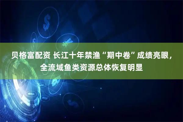 贝格富配资 长江十年禁渔“期中卷”成绩亮眼，全流域鱼类资源总体恢复明显